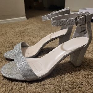 Silver Block Heel Shoes